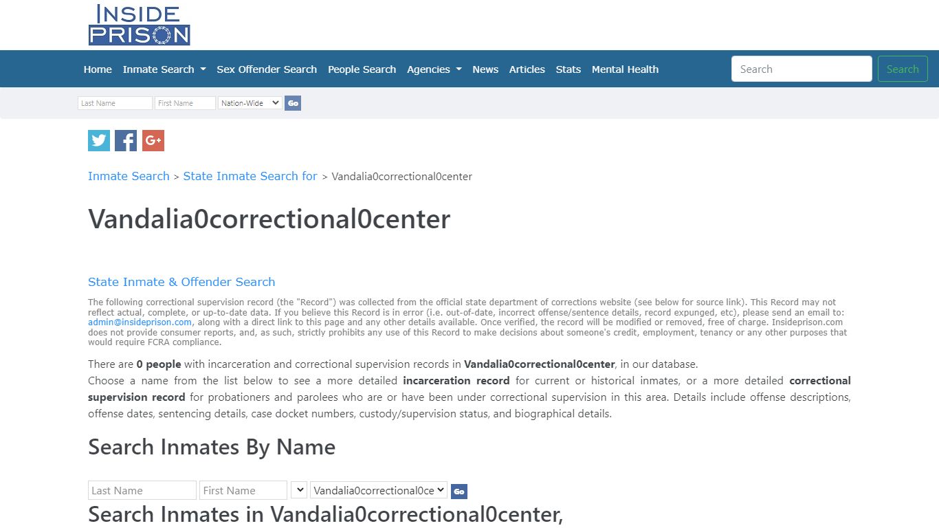 Inmates & Offenders in Vandalia Correctional Center, - Inside Prison