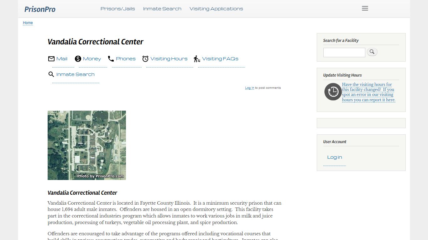 Vandalia Correctional Center Visiting hours, inmate phones, mail